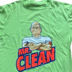 SOLD***Vintage 90s Mr Clean Product Mascot Promo Tee 1997 Lime Green Large